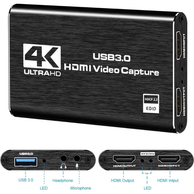 Capturadora de video 4K 60fps USB 3.0 Capturadora de video 4K 60fps USB 3.0